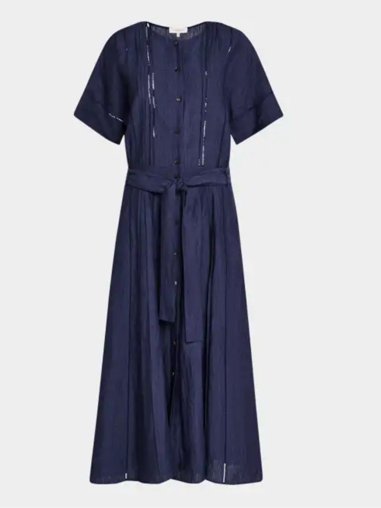Lafayette 148 New York Womens Vented Sleeve Linen Pintuck Shirt Dress New Nwt